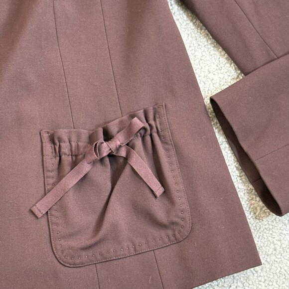 - J. Jill Brown Peplum Back Soft Fabric Blazer Jacket Spring Summer Office 12P - Picture 2 of 6